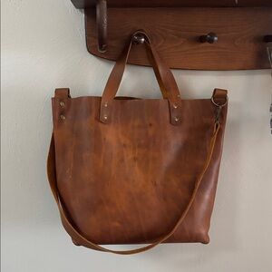 Handmade Brown Leather Tote Bag *FIRM*
